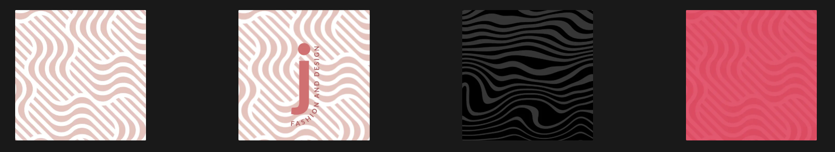 Four pattern designs used in the packaging elements of a skincare product